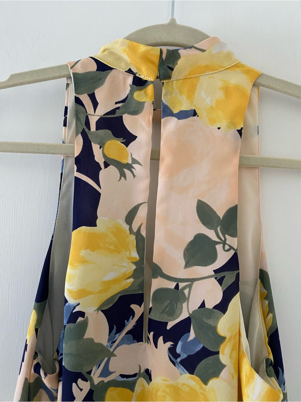 Lulu's Navy Floral Halter Mini Dress with Yellow Roses - Picture 5 of 7